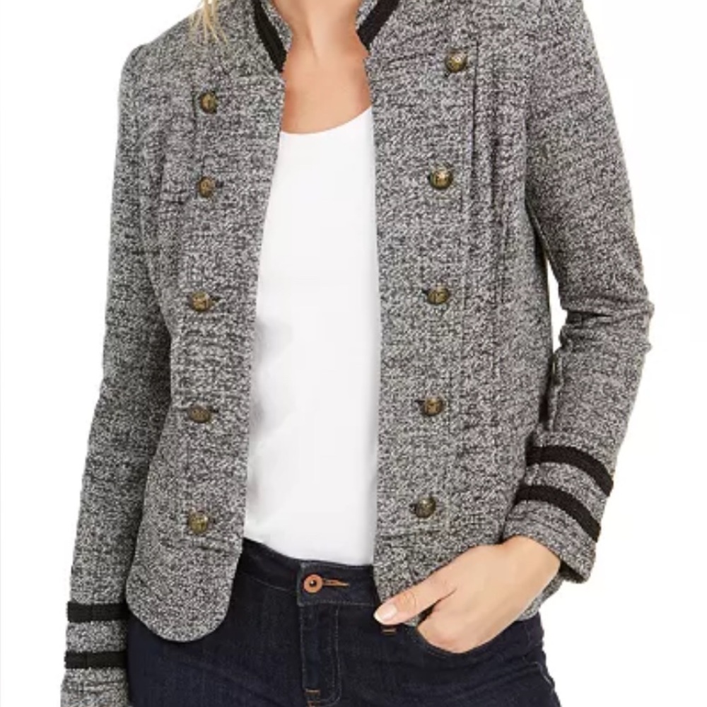 Tommy Hilfiger Black and Gray Band Jacket-Never Worn